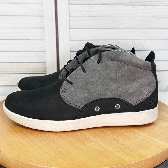Timberland Suede Leather Lace Up Chukka Boot Colorblock Black Grey 7.5 - Picture 3 of 12